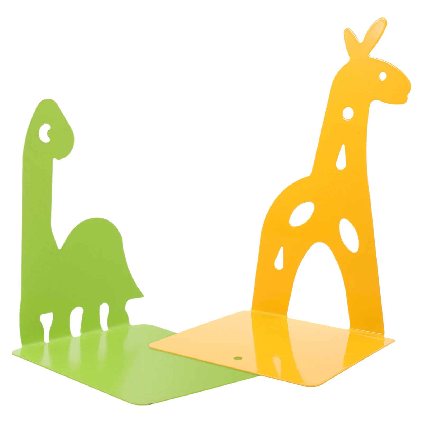 2Pcs Animal Bookends Dinosaur Giraffe Metal Book Holder Small Kids Book Organizer Desk Bookends Decorative Nursery