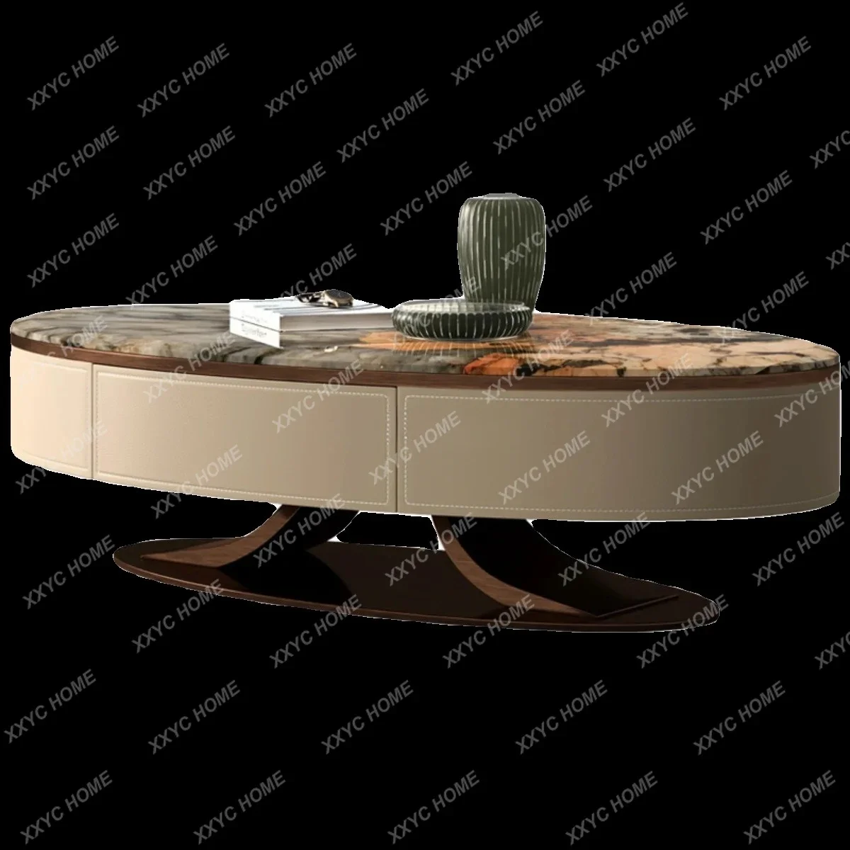 LLight luxury modern oval marble coffee table living room home