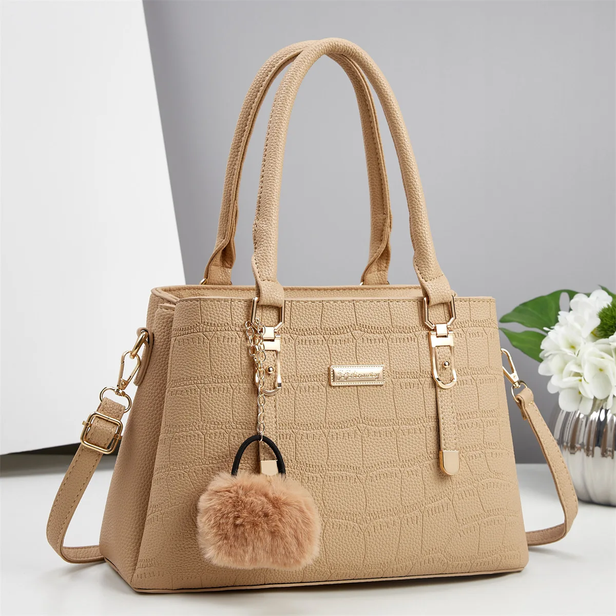 

New Arrival Korean Style Large Tote Bag - Elegant Minimalist Versatile 3-in-1 Shoulder & Crossbody Purse for Women