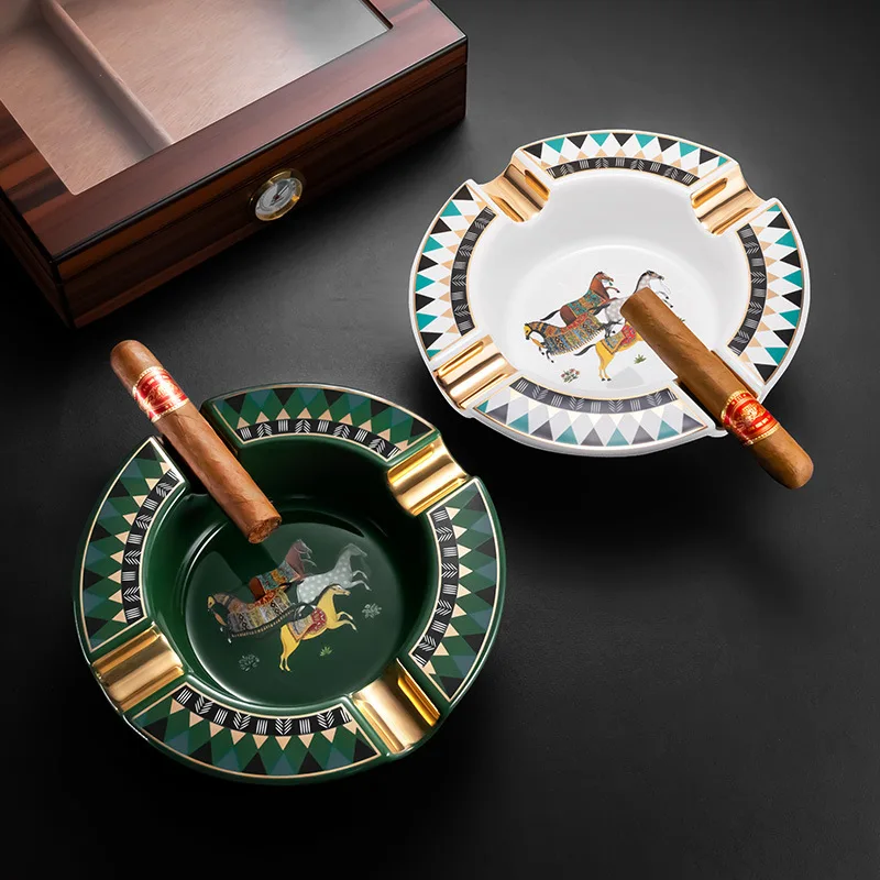 

Керамическая пепельница для сигар премиум-класса | 4 очень широких слота | Современный домашний декор