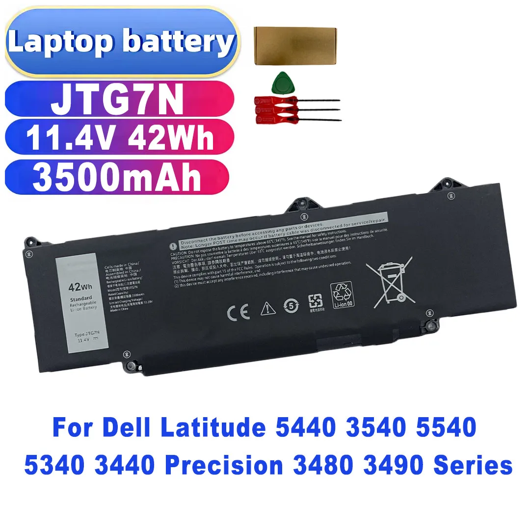 11.4V 42Wh 3500mAh JTG7N New high quality Laptop Battery for Dell Latitude 5440 3540 5540 5340 3440 Precision 3480 3490 Series