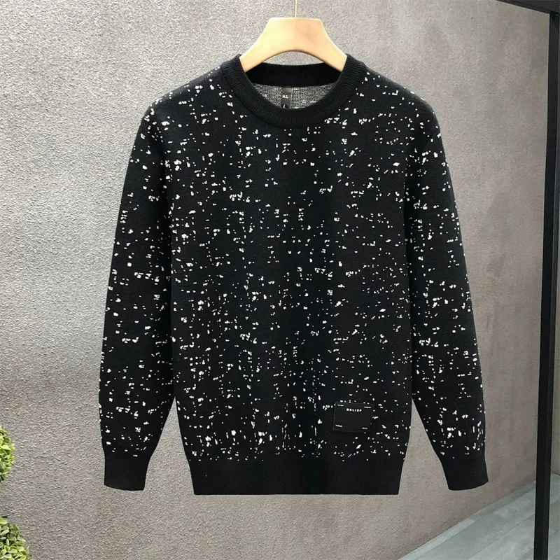 Men's clothing autumn and winter starry sky print high quality round neck long sleeve sweater y2k fashion brand warm sweater top