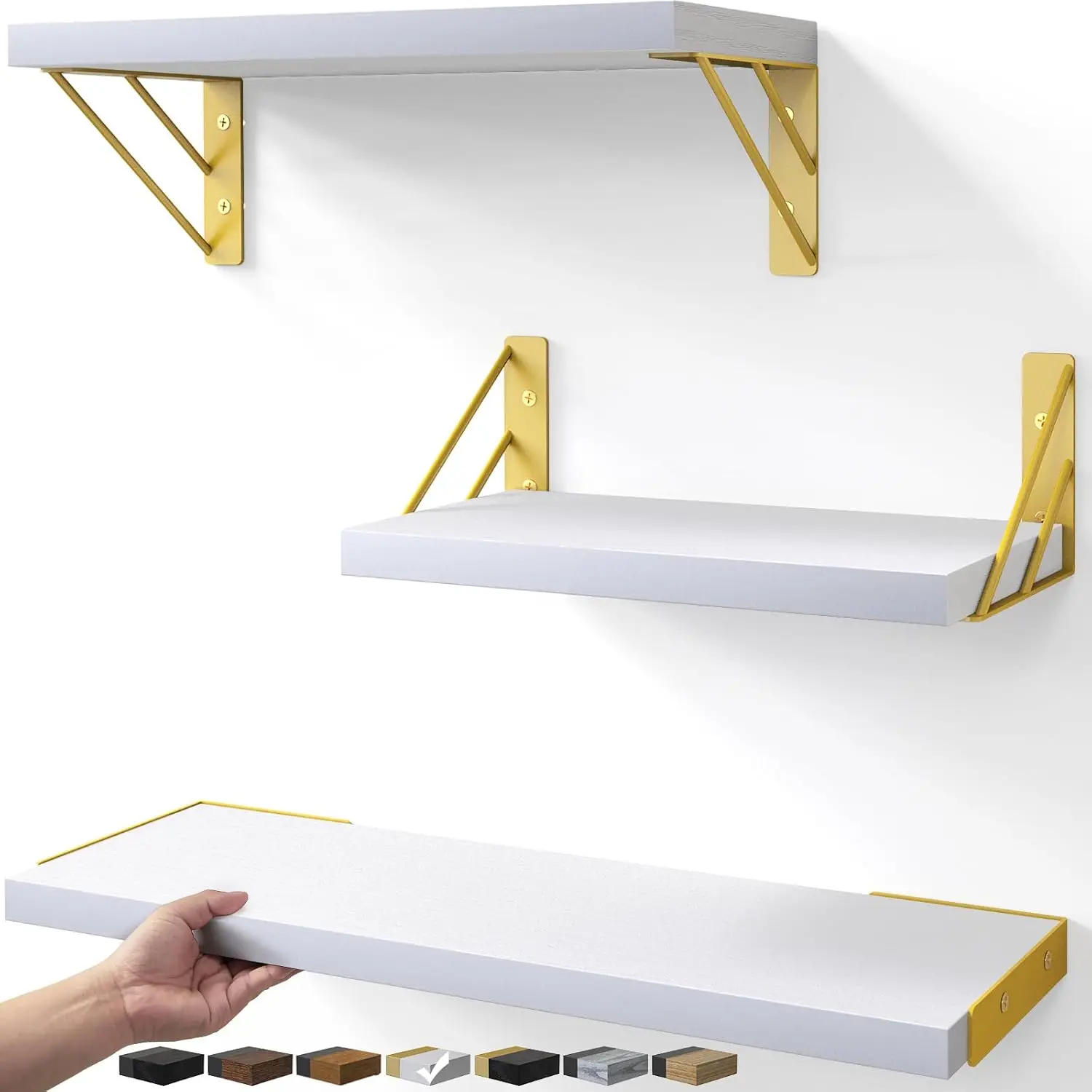 

Wall Shelves for Bedroom Decor, Floating Wall Shelves for Living Room Kitchen Storage, Wall Mounted Rustic Wood Shelves