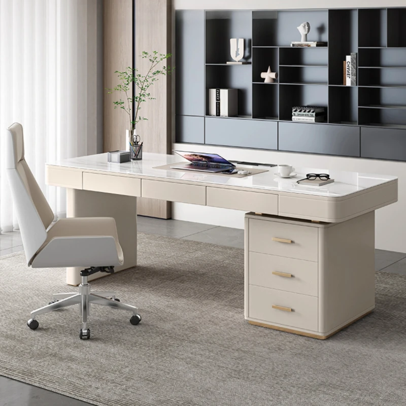 Designer Luxury Modern Office Desk Storage Drawers Asthetic Executive Home Computer Desks Standing Writing Biurko Furniture