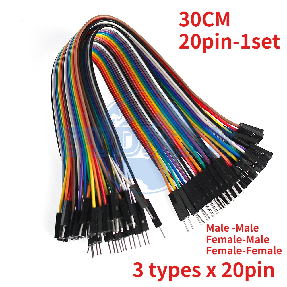20-Pin Dupont Jumper-Kabel-Set 10cm-30cm Stecker auf Stecker / Buchse auf Buchse / Stecker auf Buchse Dupont-Kabel für Arduino Raspberry Pi DIY