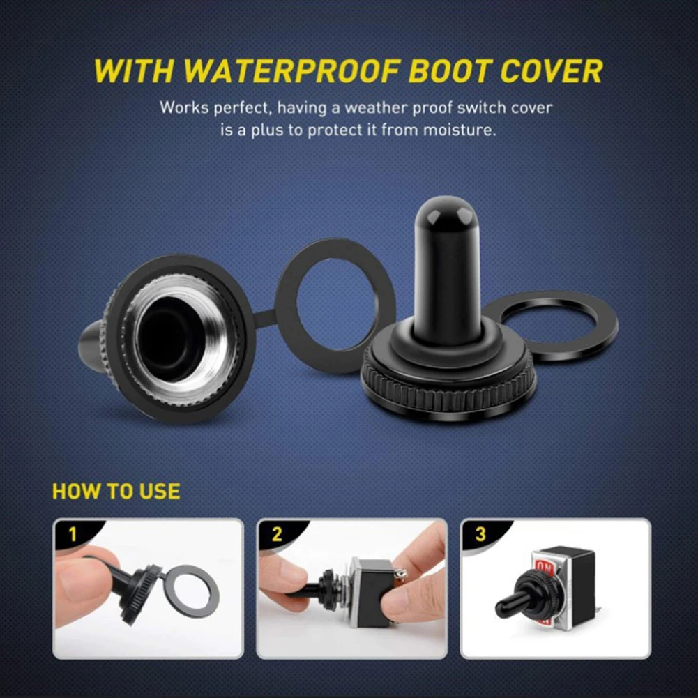 Heavy Duty Car Boat On Off 12V Toggle Flick Switches with Waterproof Cover Car Rocker On Off SPST Terminal Auto Toggle Switch