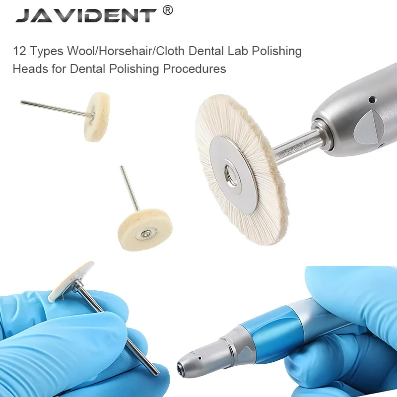 JAVIDENT 10pcs/Pack Dental Polishing Brush Grinding Head Wheel Goat Hair Cloth Felt Cotton Alumina Silicon Carbide Polisher