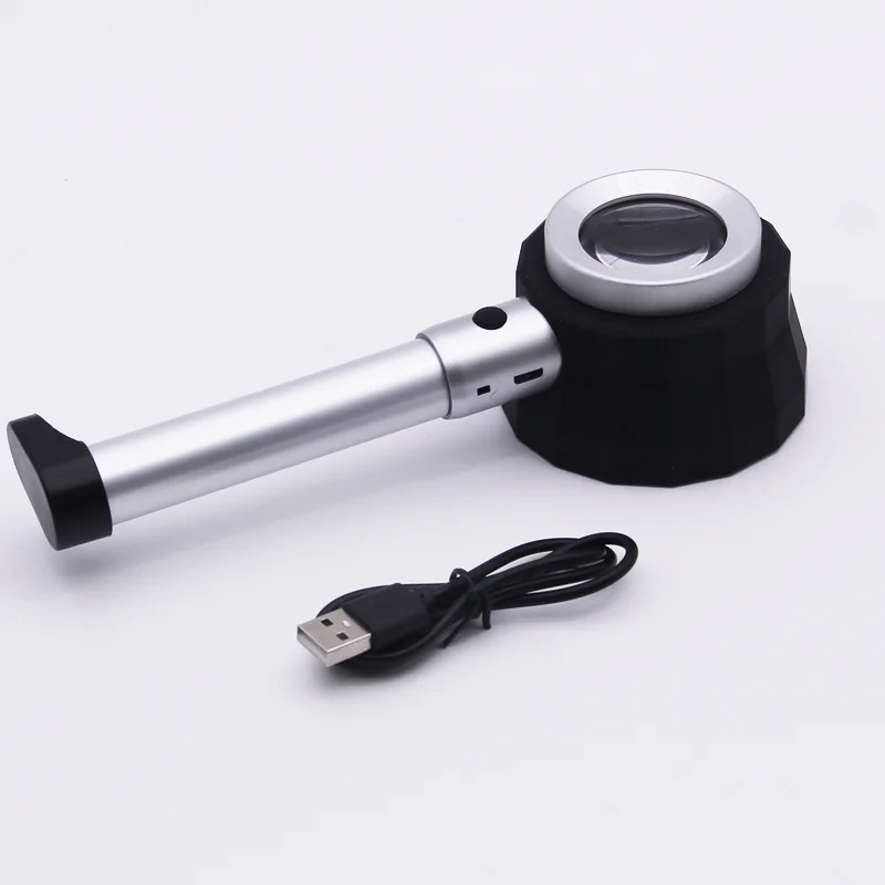 Imagem -04 - Lupa Portátil de Alta Potência Recarregável com Luz 3led para Análise Iridologia Reparação Leitura Jóias 10x