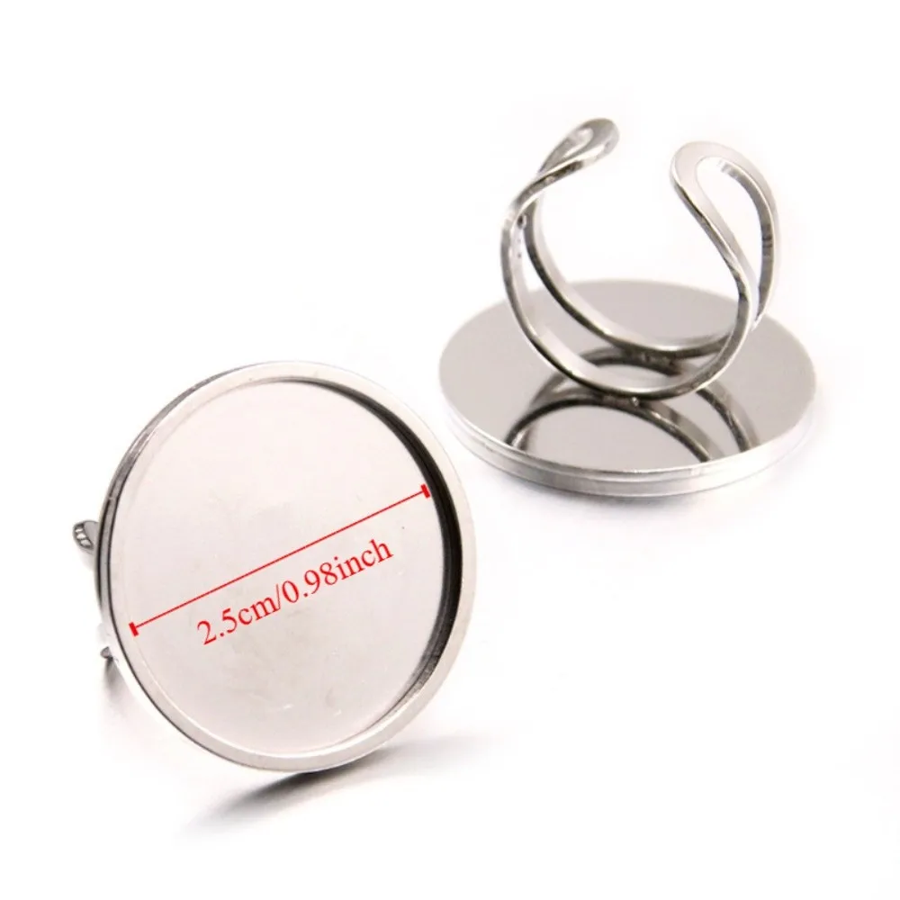 18-25mm ステンレス鋼リングセッティング オープンリング ステンレス鋼ベゼル ジュエリー製作 ブランクセッティング エポキシクラフトベース