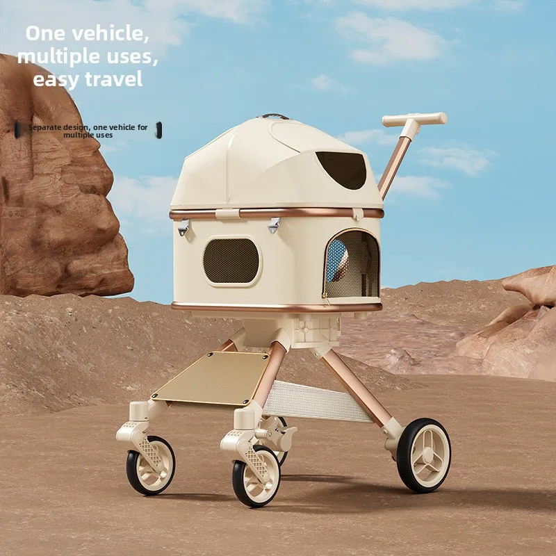 Pet cart One-click folding aluminum alloy shock absorption Lightweight Small dog cat universal trolley