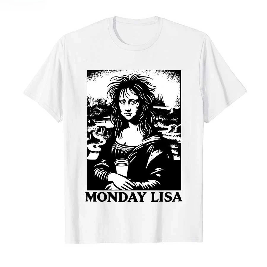 متعب فوضوي الشعر الاثنين ليزا القهوة عاشق جديد المرأة تي شيرت تي شيرت قصير الأكمام قمة الموضة الجرافيك تي شيرت شخصية Y2K