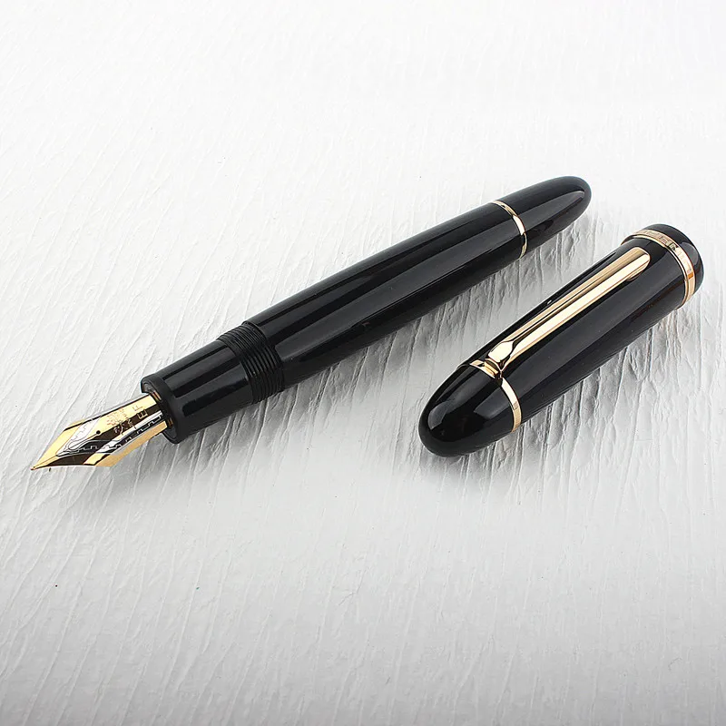 JinHao X159 Acrylic Fountain Pen – Fine 0.5mm Iridium Nib, Gold Clip, Black With Gold Trim