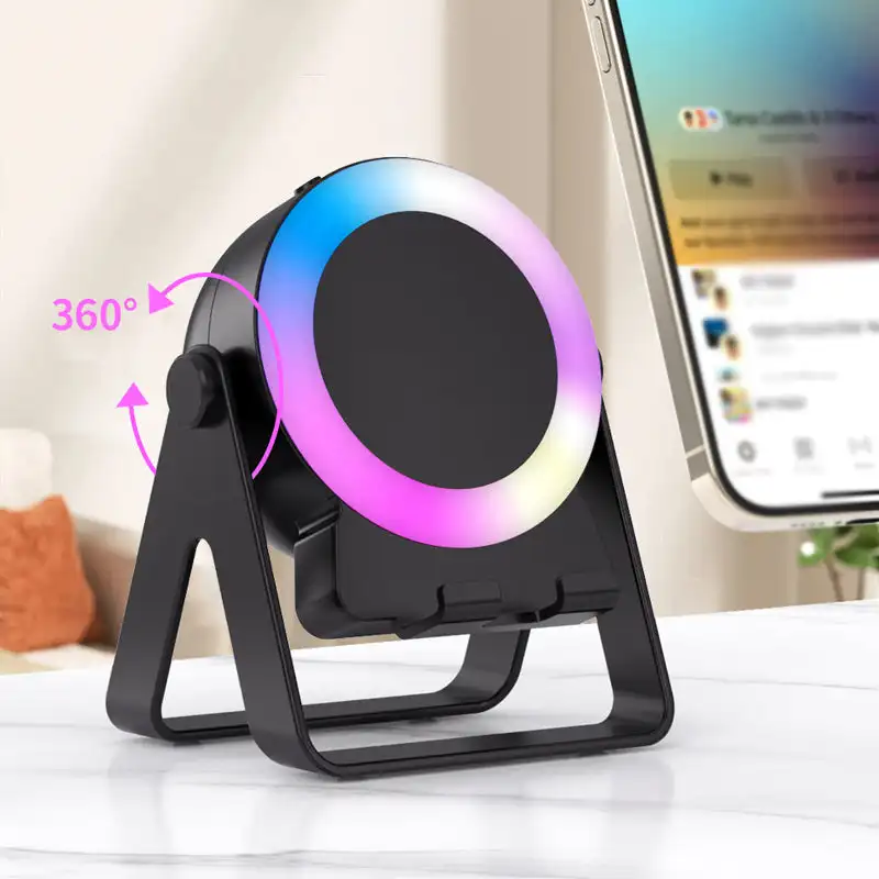 

4 IN 1 Portable Magnetic Wireless Bluetooth Induction Audio Speaker Universal Phone Holder Rotation Stands With LED For Outdoors