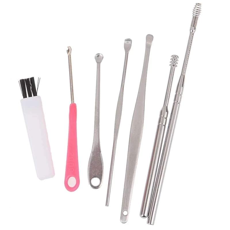 8PCS Set Ear Wax Pickers Earpick Remover Curette Earwax Removal Cleaner Spoon Shovel Piercing Kit Ear Care Booger Cleaning Tool