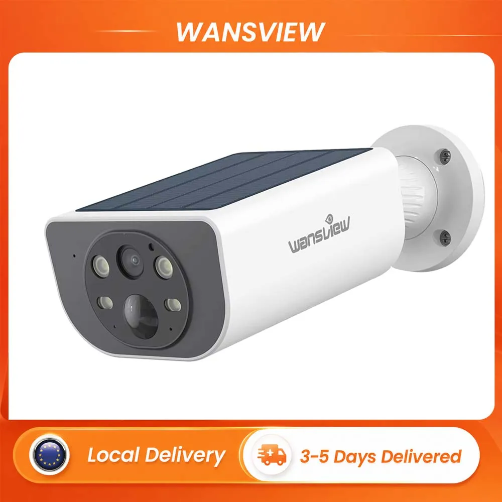 Wansview Outdoor-Solarkamera 2K 3MP Kabellose WLAN-Sicherheitskamera Batteriebetrieben PIR-Bewegungserkennung Menschenerkennung Farbnachtsicht Zwei-Wege-Kommunikation Alexa Google Home TF-Karte