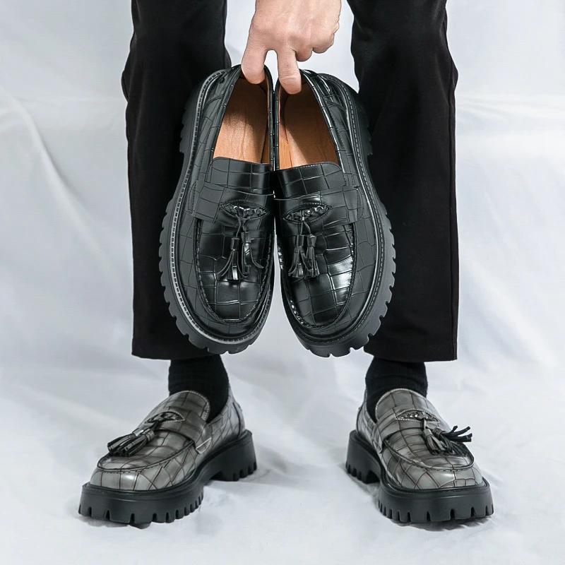 Scarpe, scarpe in pelle, velcro da uomo, testa tonda, traspiranti, business, casual, formali, pelle bovina, persone di mezza età e anziane, scarpe di papà