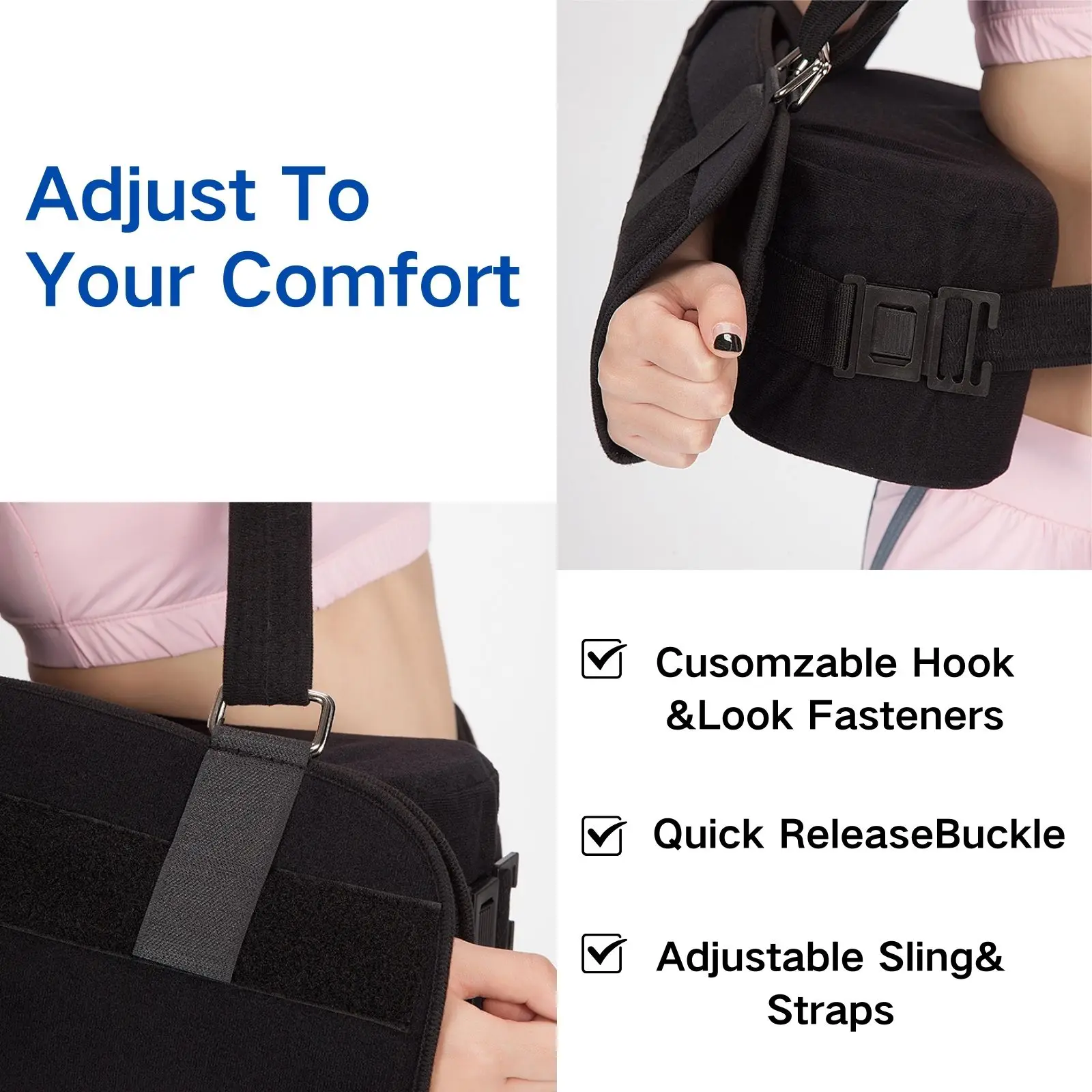 Abducted Shoulder Sling Immobilizer, Rotator Cuff Support Brace with Pillow and Exercise Ball for Arm Pain Relief