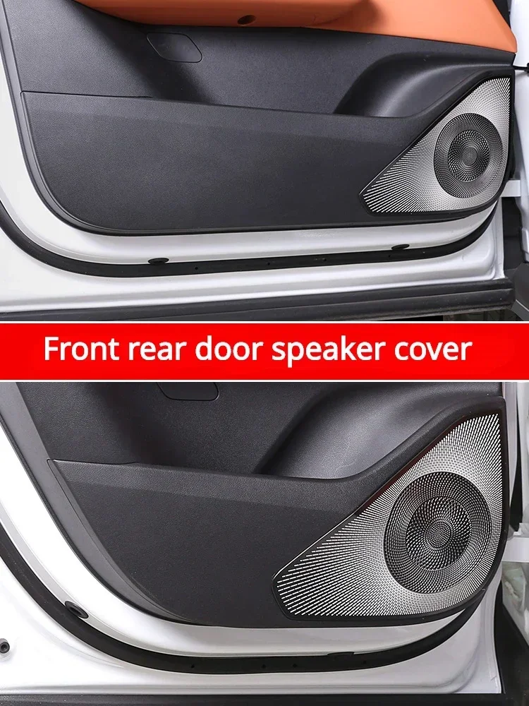 

For Changan Deepal S07 Car Door Horn Cover Stainless Steel Dustproof Rear Trunk Speaker Black Protective Sticker Car Decoration