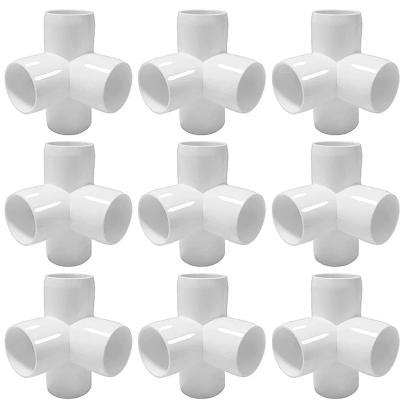 TFORU-4Way 1/2 In Tee PVC Fitting Elbow - Build Heavy Duty PVC Furniture - PVC Half Inch Elbow Fittings [Pack Of 12]