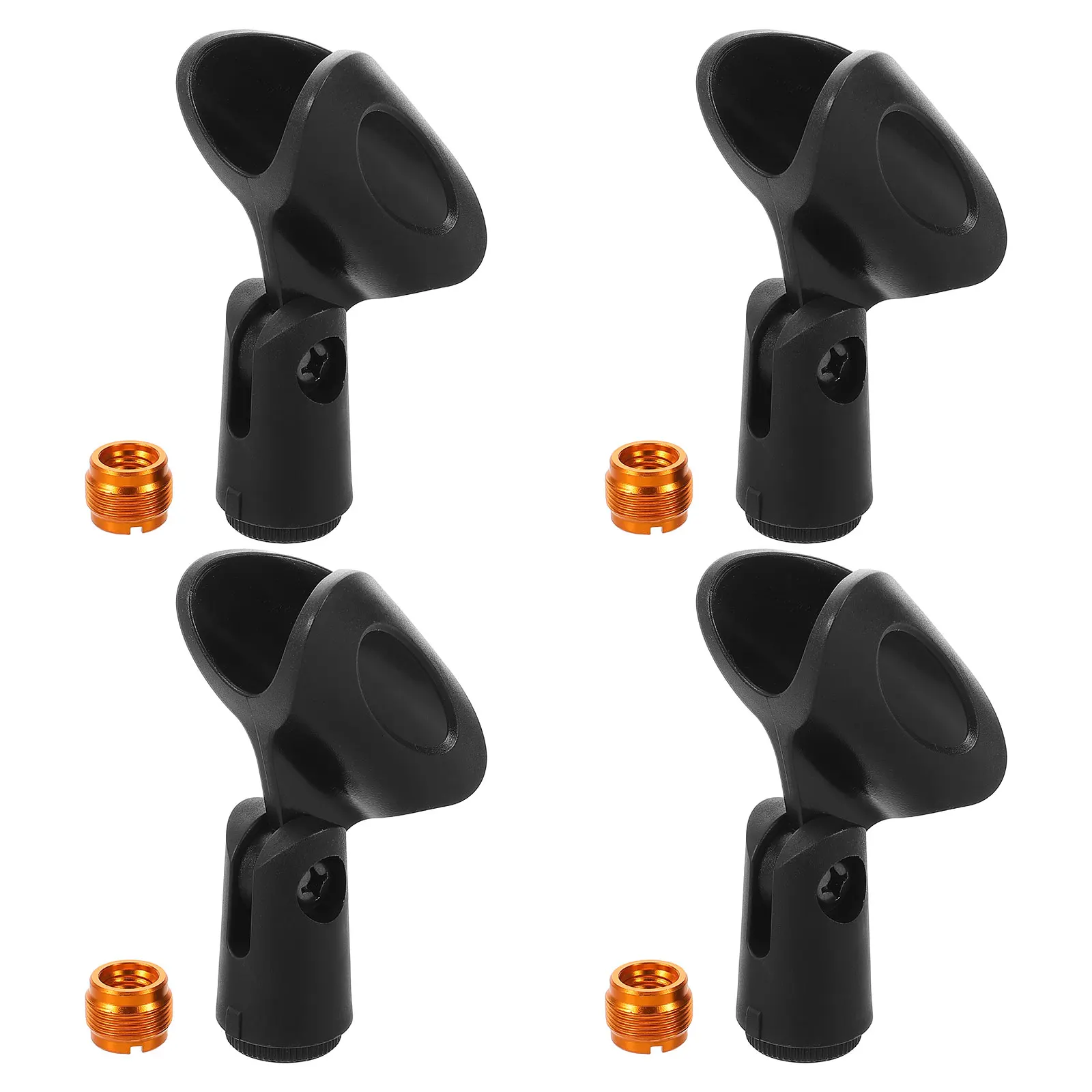 4 conjuntos de clipe de microfone suporte portátil com adaptador acessórios clipes universais braçadeiras de plástico ajustáveis para antiderrapante