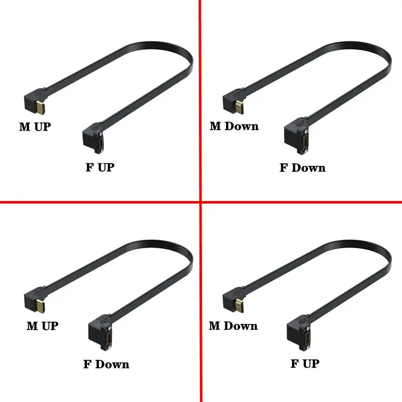 

50cm Dual Bend Flat 2.0 Version HDMI Compatible With 4K 2K 60Hz Ethernet Channel Audio Return Channel (ARC) 3D
