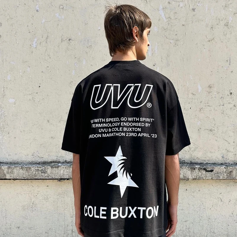 

Высококачественная мужская свободная повседневная футболка COLE BUXTON 23ss с креативным забавным принтом, уличный стиль, хлопок, круглый вырез горловины.