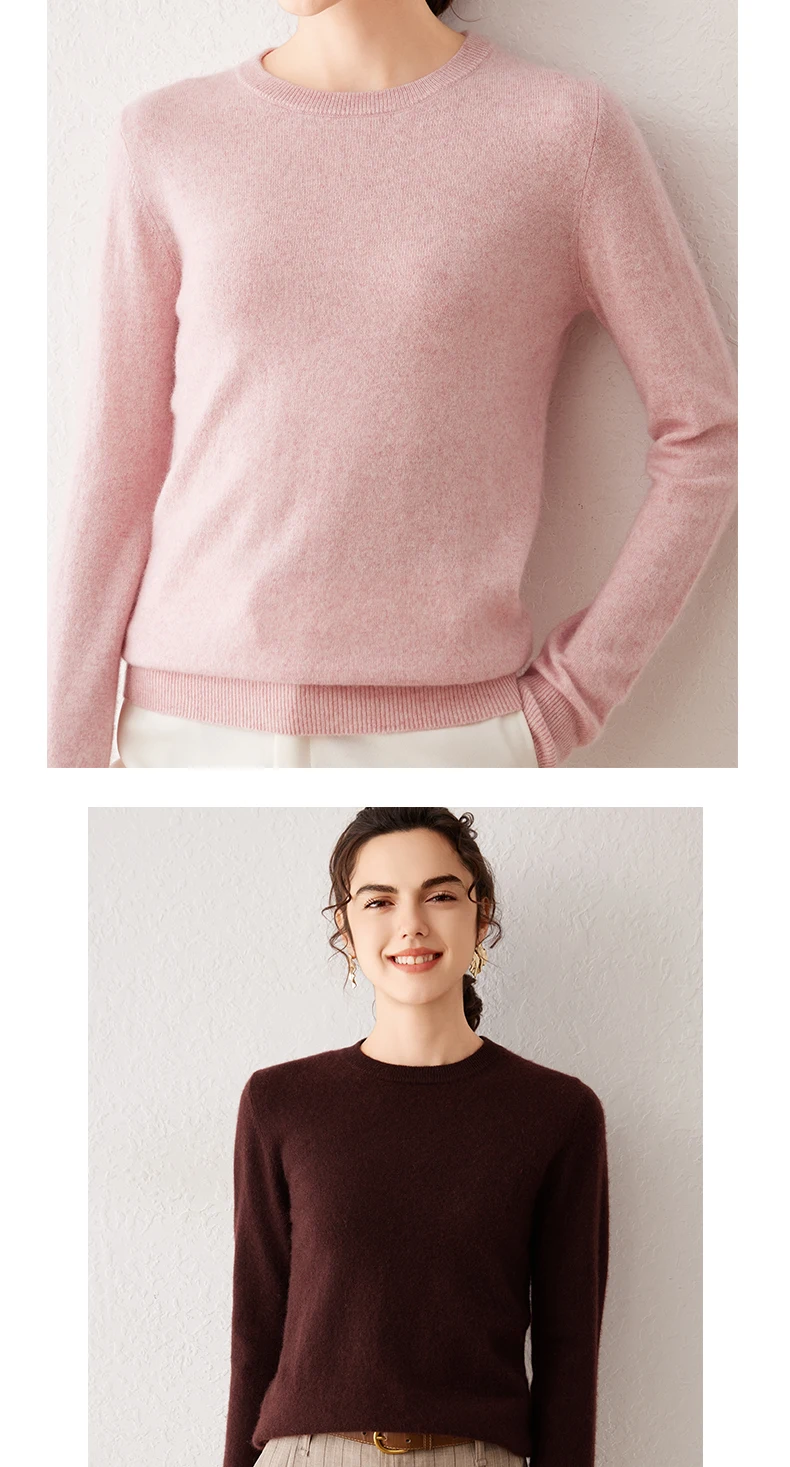 Damen 100% Reiner Kaschmir-Pullover 2026 Herbst Winter Rundhals Langarm Warm Weich Gestrickter Pullover Neue Strick-Oberteile Damenkleidung – Detail 21