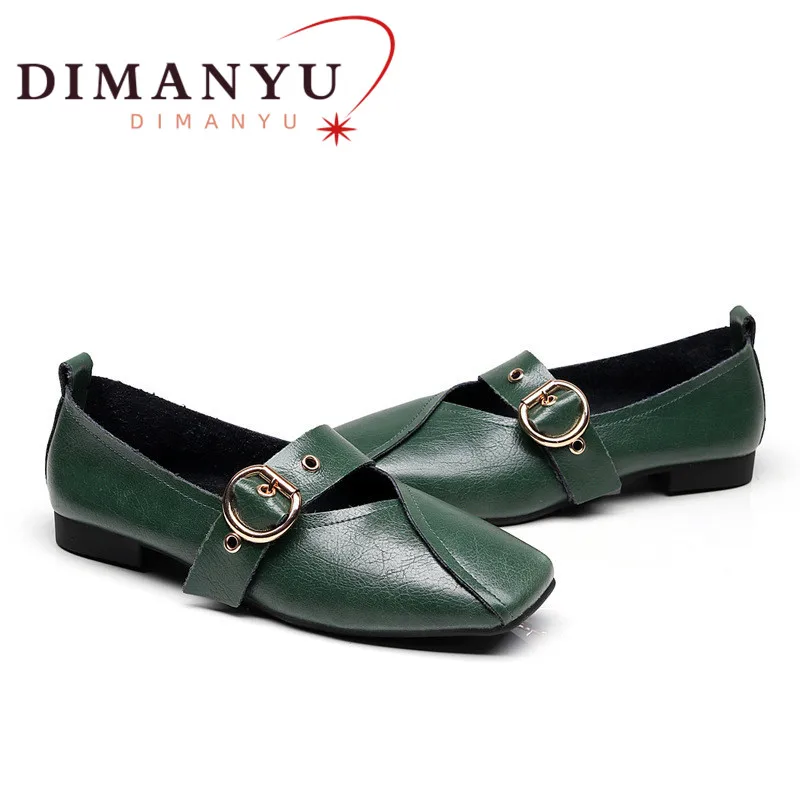 DIMANYU Ladies Spring Shoes 2024 New Genuine Leather Mother Flat Shoes Casual Large Size 41 42 43 Slip-on Loafers Women