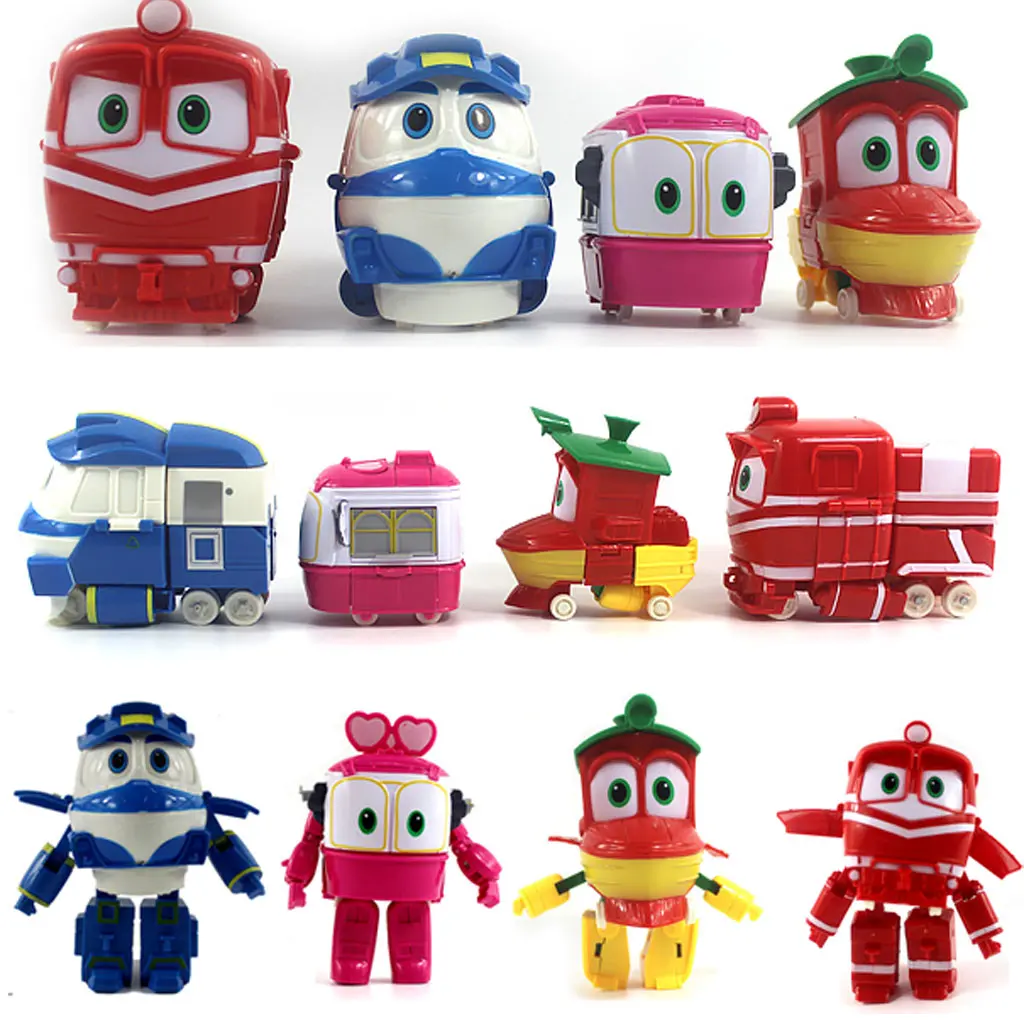 Robot Trains Transformation Juguetes 11cm PVC RT Model Kay Alf Duck Figuras Car Family Anime Figure Toys for Children