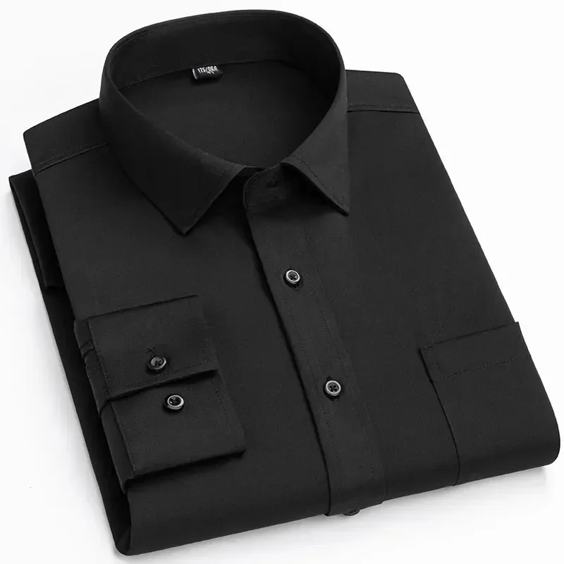 Camicie eleganti elastiche da uomo nuove 2023 camicia da ufficio per uomo d'affari sociale morbida e setosa formale a maniche lunghe di lusso per uomo