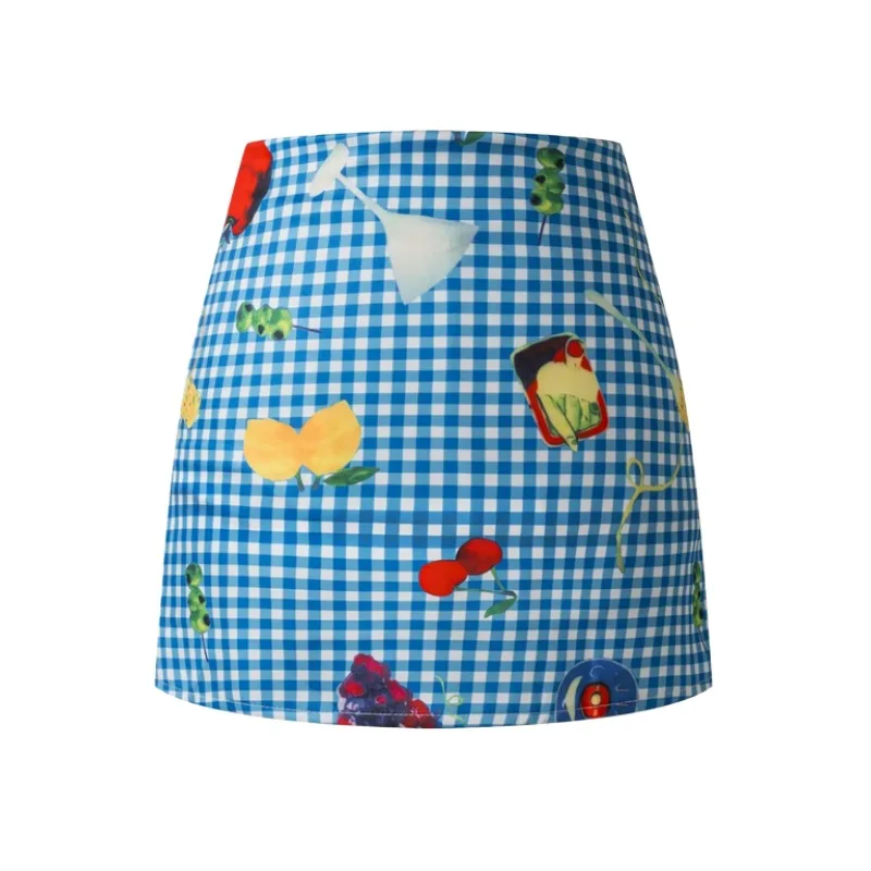Summer Hot Girl Vacation Pure Desire Casual Style Printed Skirt For Women Niche Sexy Bodycon Mini Skirt Elegant For Summer OLFS