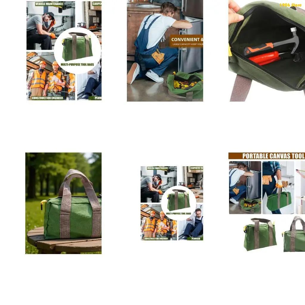 U1JB High Capacity Workshop Bag Canvas Fabric With Wide Opening Design