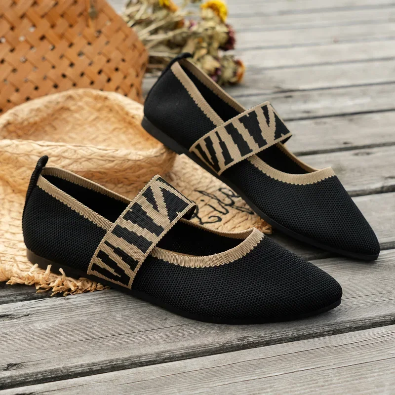 2023 Autumn Elegant Women\'s Ballet Flats Mesh Casual Shoes Woman New Shallow Sneakers Comfortable Pointed Toe Flat Shoes Women