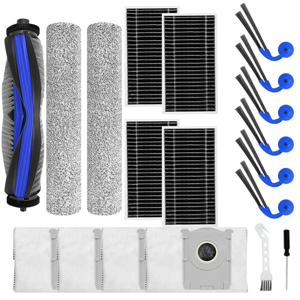 

For Ecovacs-Deebot T90 PRO X12 PRO X9S Pro 19Pcs Replacement Parts Kit Roller Brush Filter Dust Bag Side Brush Accessories