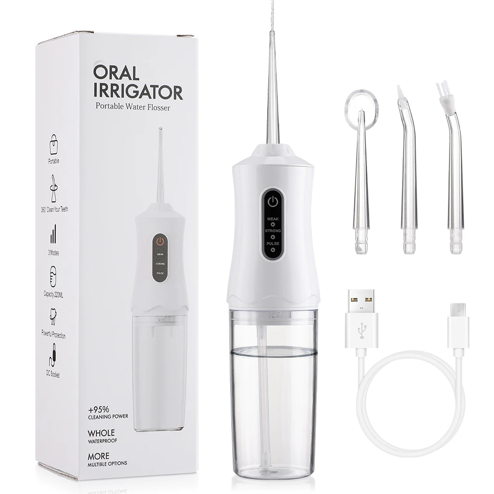 Portable Cordless Dental Water Flossers, Professional Electric Oral Irrigator Tooth Cleaner 3 Modes & Water Drill, Waterproof