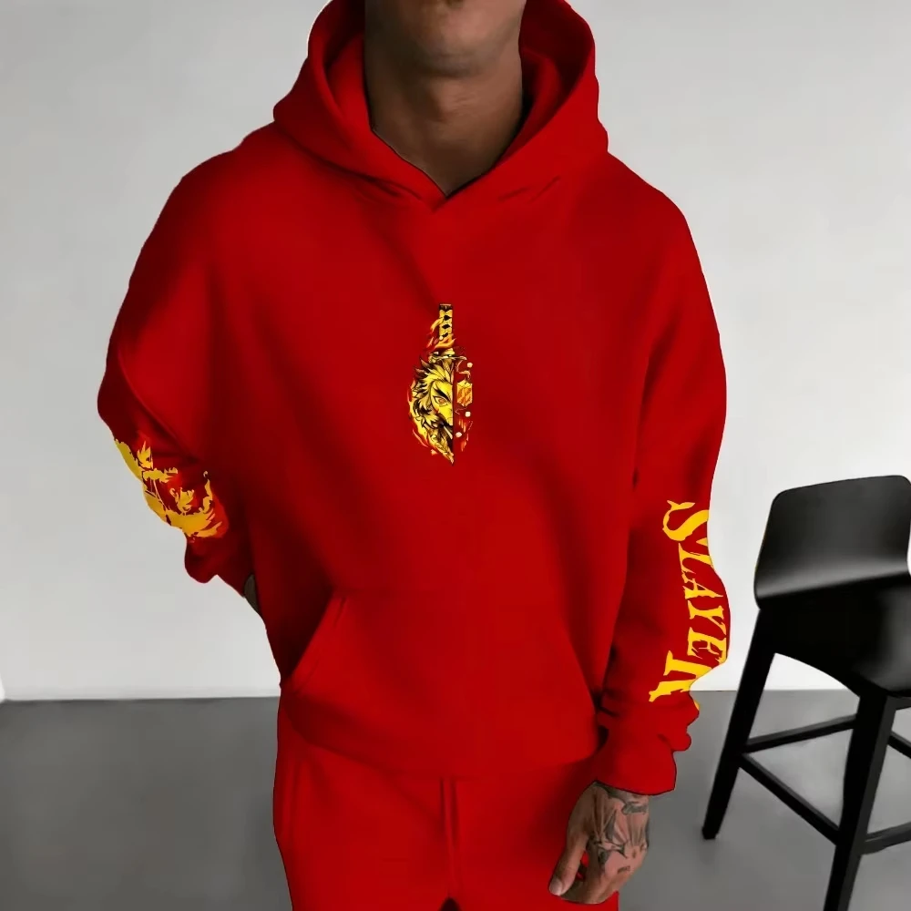 2026 New Hot Autumn_winter Demon Slayer_ Kimetsu no Yaiba Men Hoodie Rengoku Kyoujurou Spring Autumn Boy Parent-child Outfit