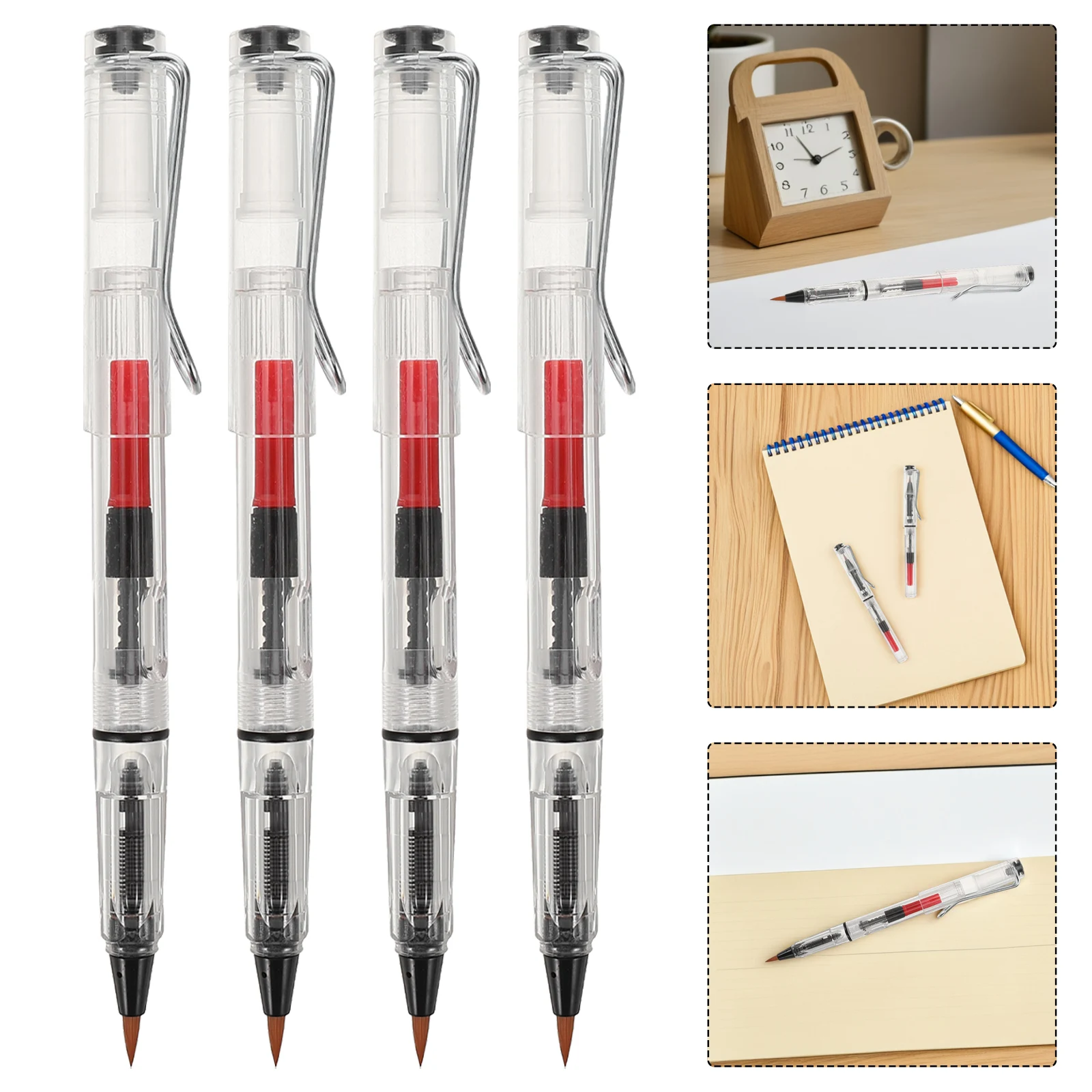 

10Pcs Refillable Calligraphy Brush Pen Fountain Style Soft Tip for Chinese Japanese Sumi Painting Drawing Ink Brush