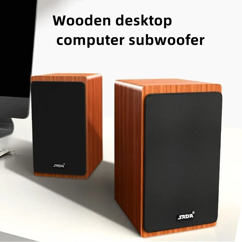 

Wooden Subwoofer Bookshelf Speakers Home Desktop Wireless Bluetooth Speaker Laptop Portable Hi-Fi USB Wired Amplifiers Column