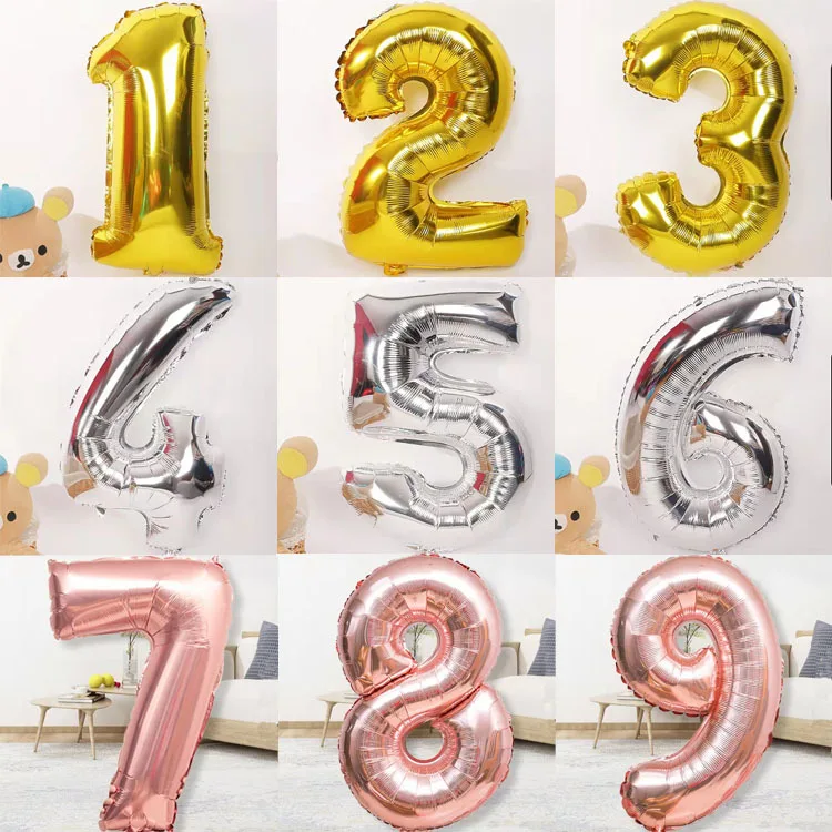 32-Inch Gold Number Balloons Foil Birthday Party Decorations Wedding Anniversary Large Digital Count up Balloons Children's F...
