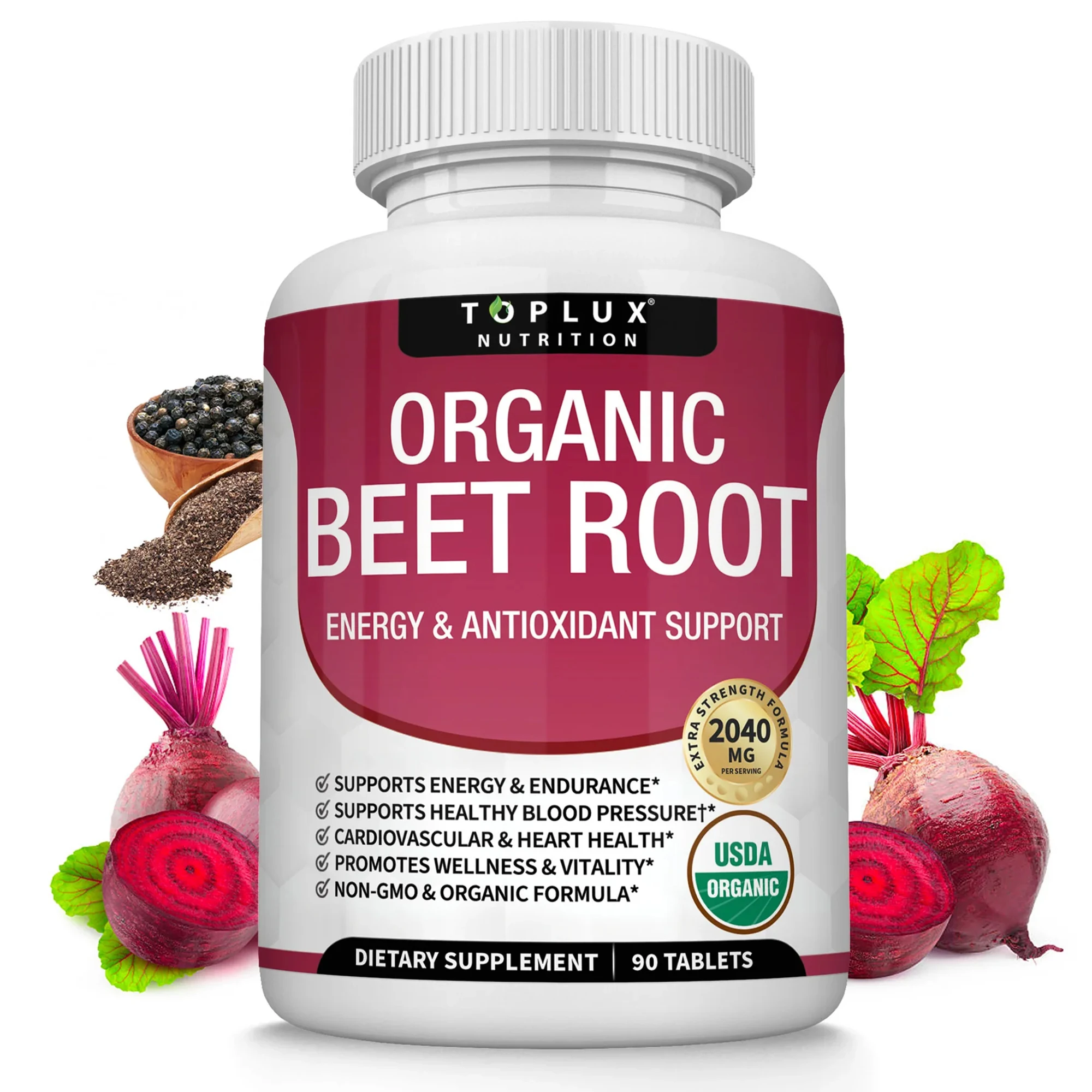 Organic Beet Root - Supports Overall Health and Circulatory System, Improves Athletic Performance, and Balances Blood Pressure