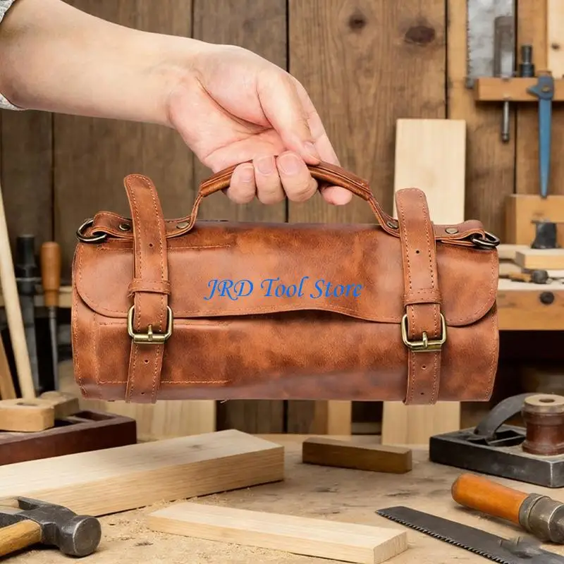 A2UD Creative DIY Accessories Holders 10 Pocket PU Leather Roll Up Wrap Organizers