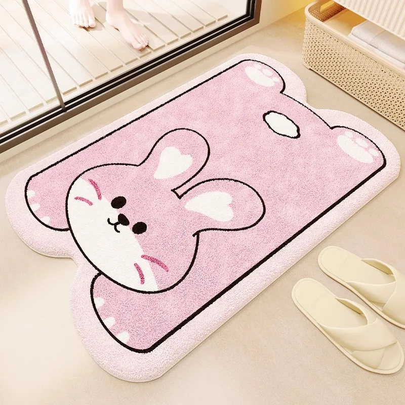 VIKAMA Cute Style Imitation Cashmere Rug for Bathroom and Toilet Absorb Water Keep Cool Fits Doorway Resist Stains Home Decor