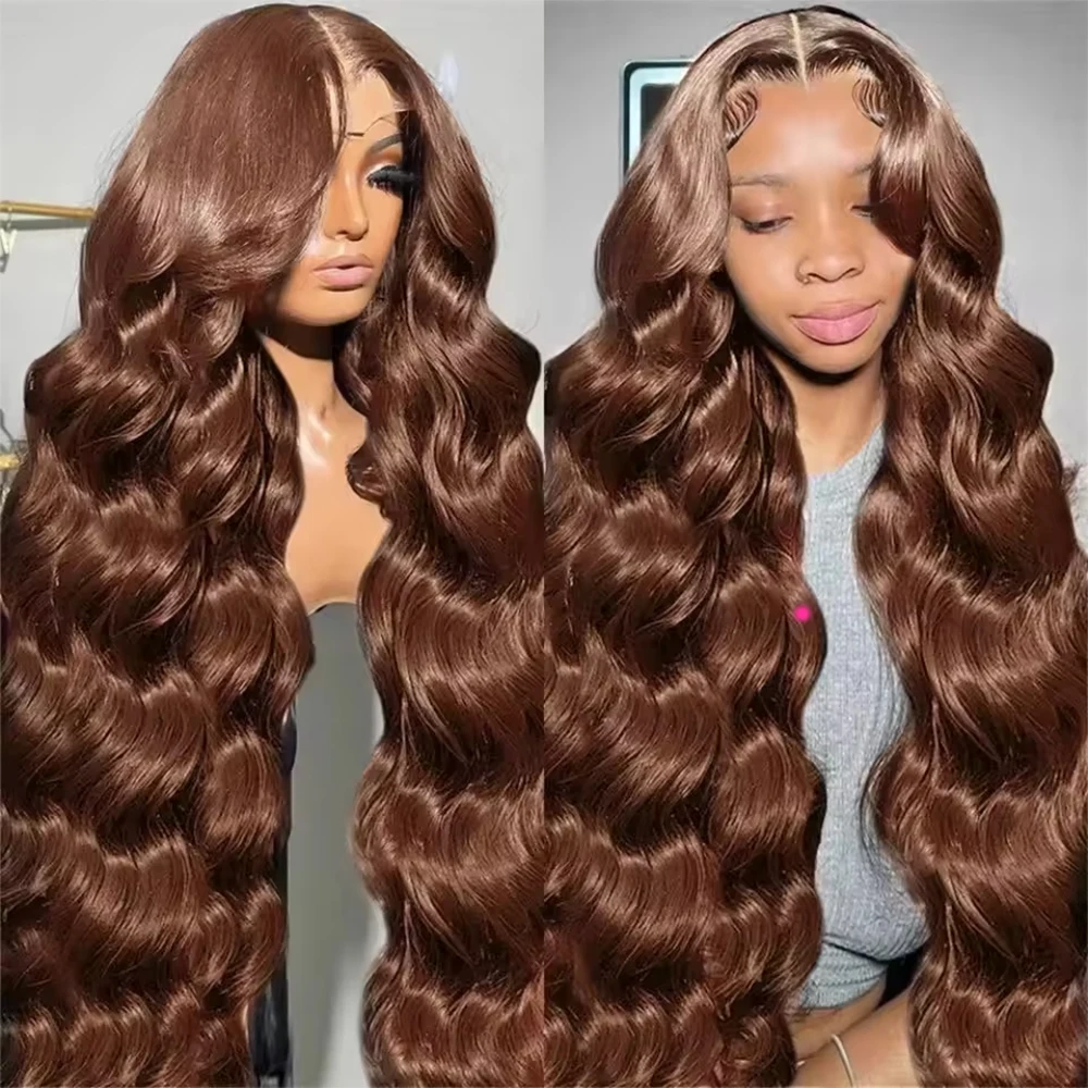 

40Inch Chocolate Brown 13x6 13x4 Lace Frontal Body Wave Wigs Ready To Wear Glueless Wig 7x5 Human Hair For Women Pre Cut No Glue