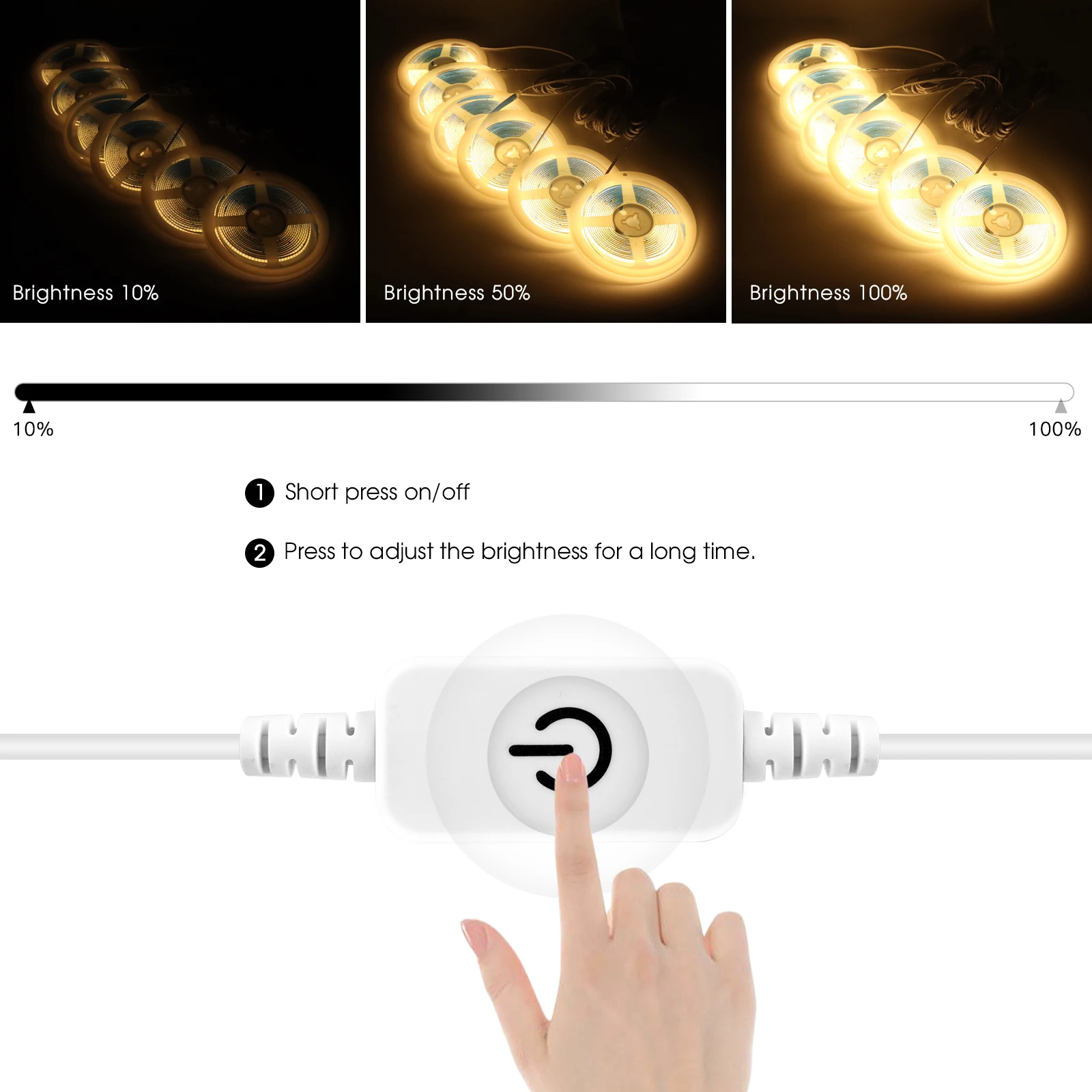 6/5/4/3/2/1 قطعة 5 فولت USB COB LED قطاع ضوء مع اللمس باهتة التبديل عدة ل لوحة الصوتية الرف تحت إضاءة الخزانة #2