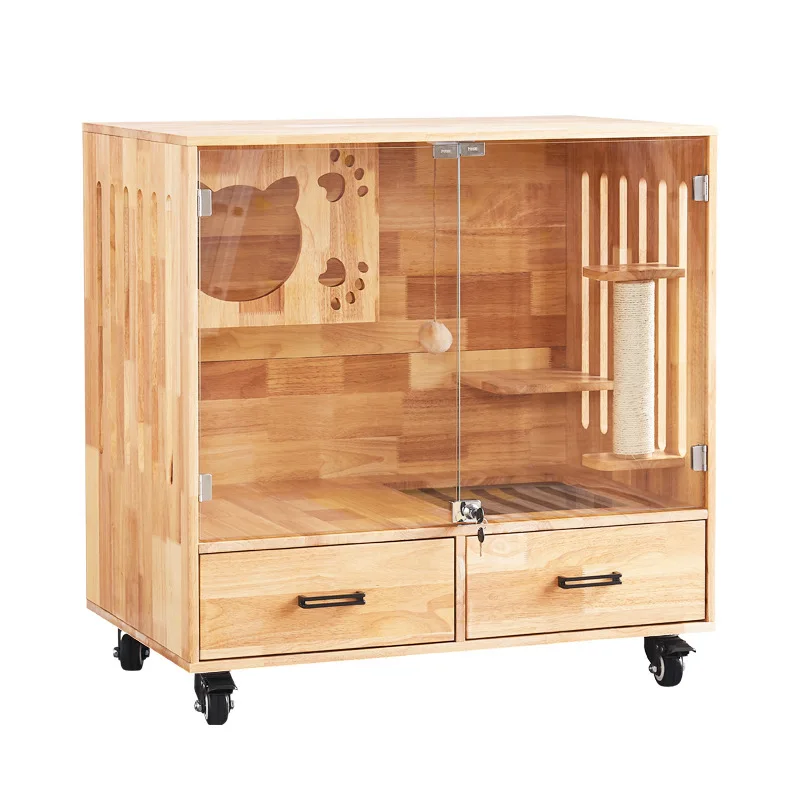 Luxury cat cabinet Solid wood indoor cat villa TV cabinet Cage house Cattery display cabinet