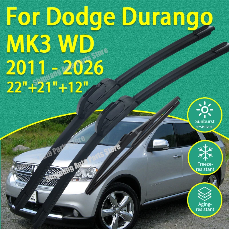 

Передние и задние стеклоочистители с силиконовым покрытием для Dodge Durango MK3 WD 2011-2026, автомобильные щетки для лобового стекла, аксессуары 2015