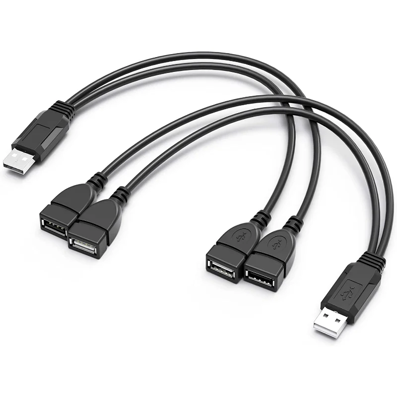 

1/2PCS USB Extension Cable 2.0 A Male To Two USB Female Data Transmission And Charging Power Cord Y Splitter For Laptop PC Car