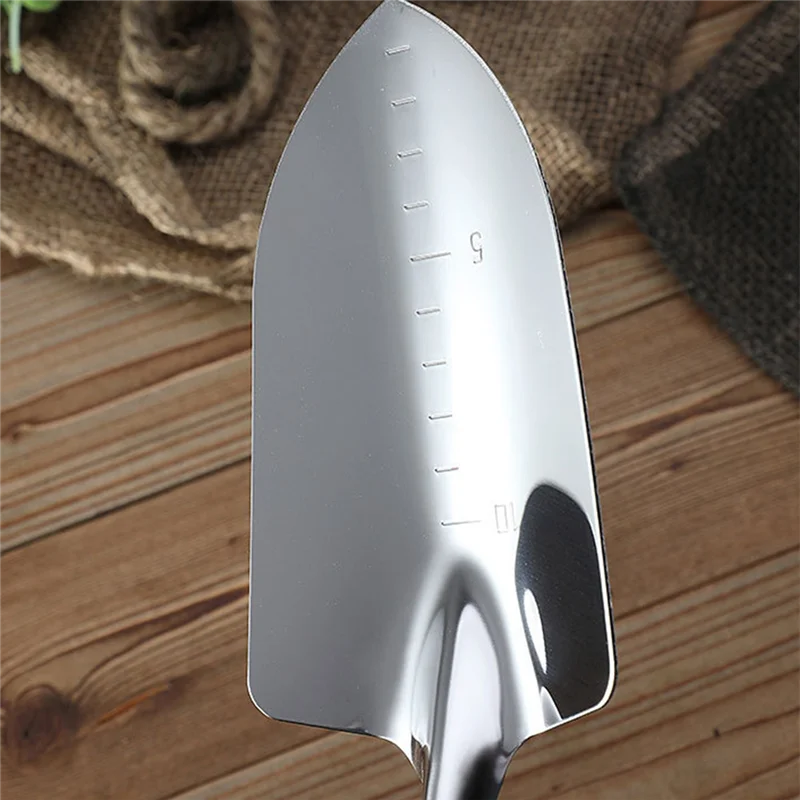 AB08-3-Piece The Garden Wooden Handle Small Shovel Silver Steel Includes A Wide Shovel, A Pointed Shovel And A Three-Toothed Rak