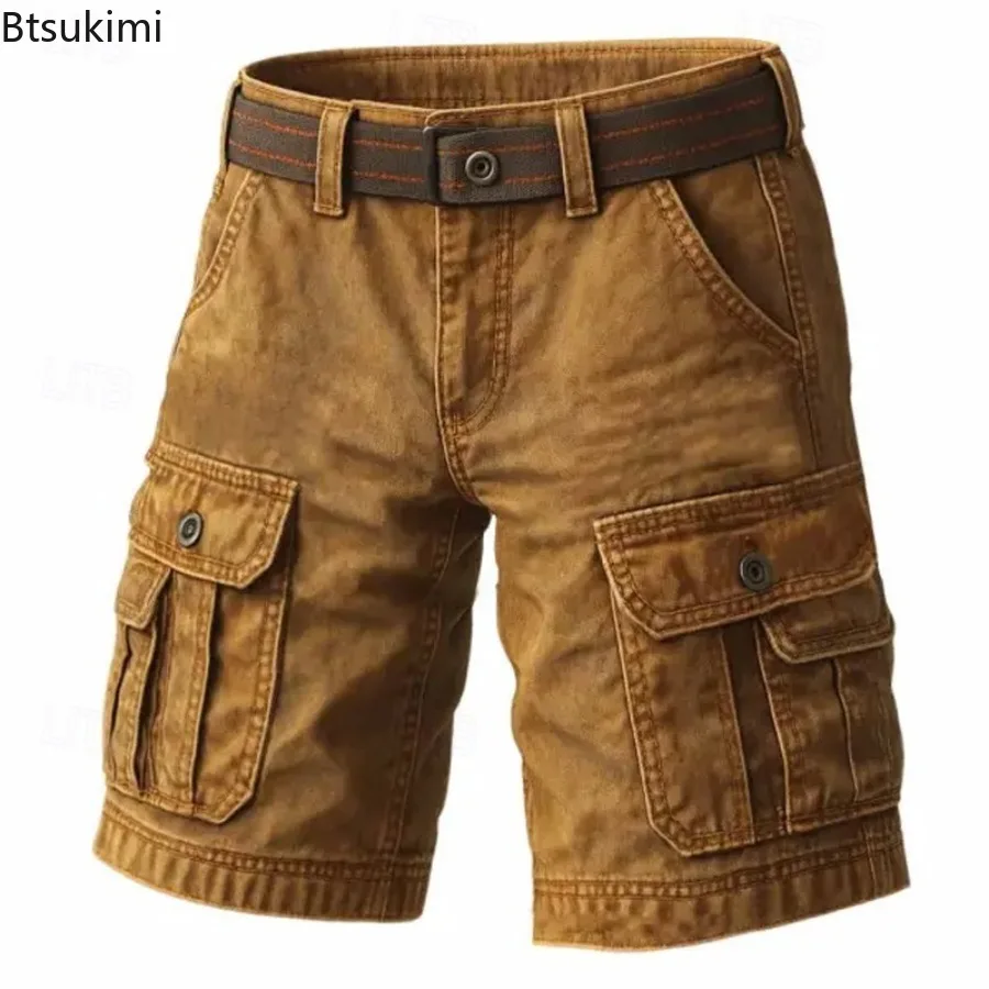 

Men's Summer New Fashion Cargo Cotton Shorts Soft Multiple Pockets Short Pants Harajuku Men Clothing Casual Vintage Sweatpants