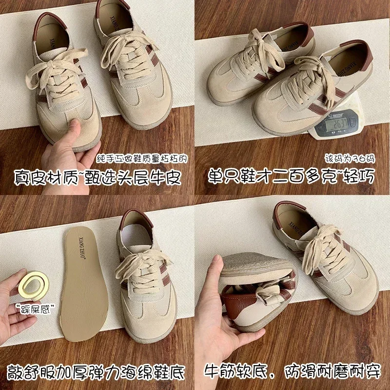 Leather cowhide German training shoes women's college style casual shoes 2025 new soft-soled casual flat-soled sports shoes image 5